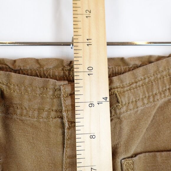 Eddie Bauer Linen Cotton Drawstring Pants Women 8 Brown Relaxed Fit Patch Pocket - Picture 7 of 10